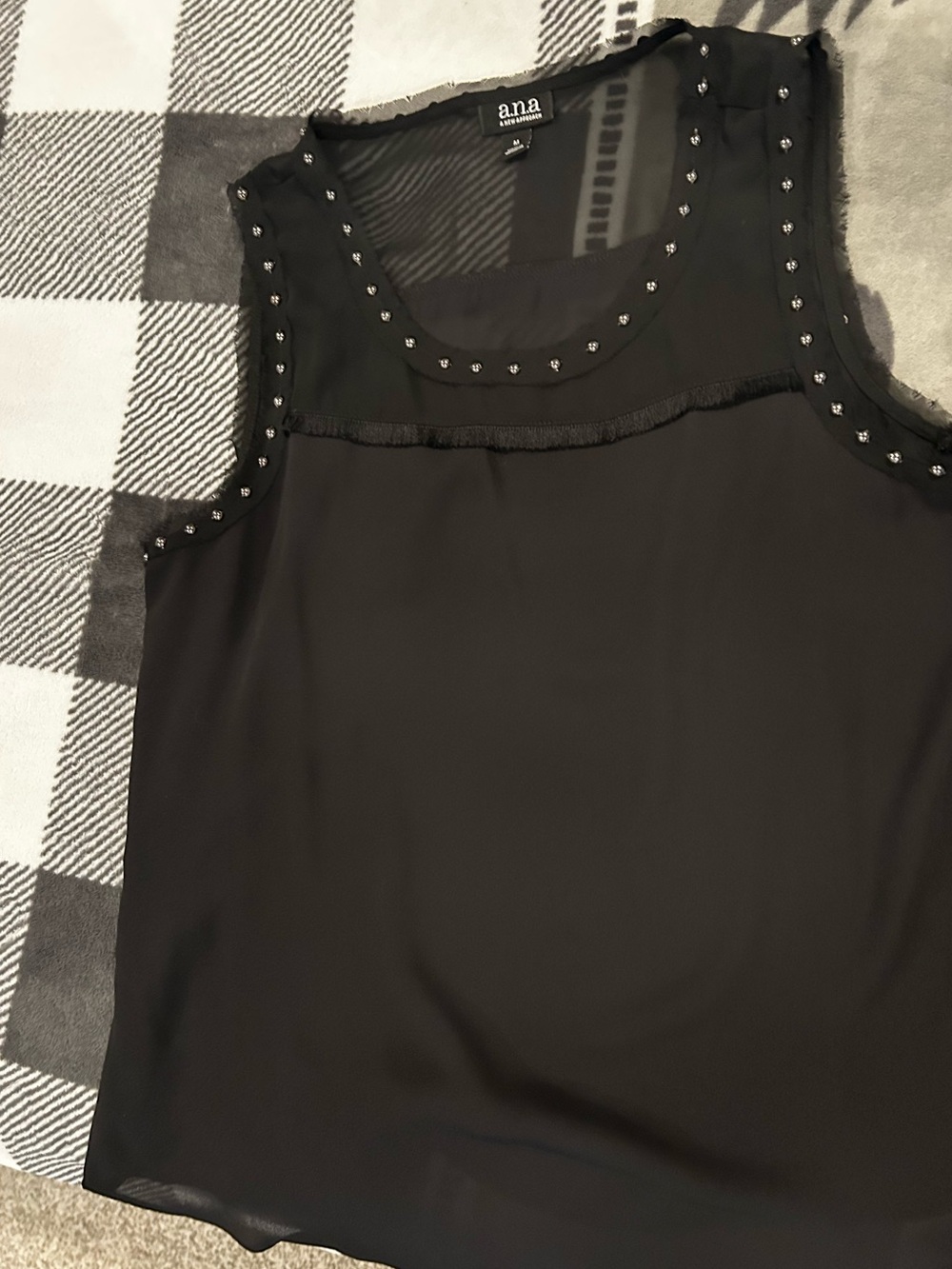 a.n.a Black Sleeveless Stud Trim top